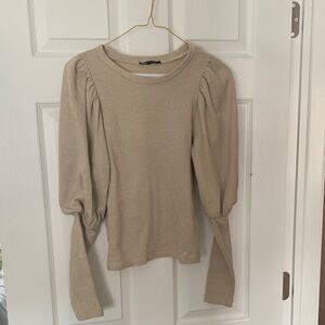 Zara Beige Puff Sleeve Top